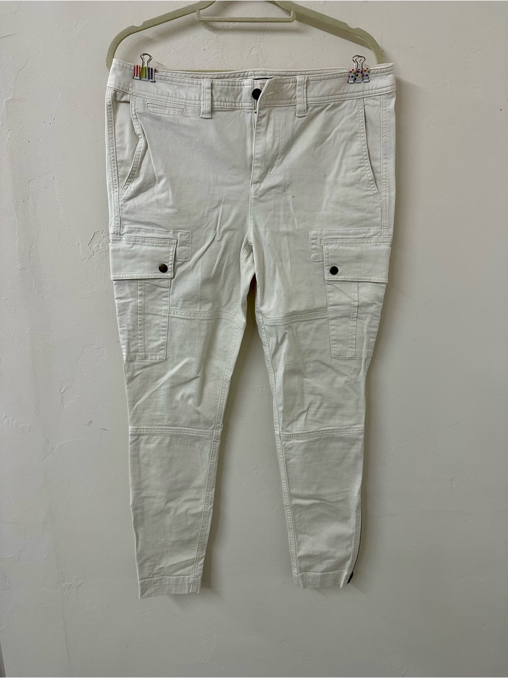 White Cargo Stretch Pants